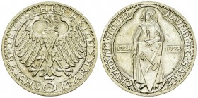 Weimarer Republik, AR 3 Reichsmark 1928 A 

Deutschland, Weimarer Republik . AR 3 Reichsmark 1928 A (30 mm, 14.89 g), Naumburg. 
AKS 80. 

Vorzüg...