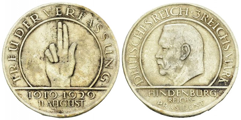 Weimarer Republik, AR 3 Reichsmark 1929 A 

Deutschland, Weimarer Republik . A...
