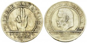 Weimarer Republik, AR 3 Reichsmark 1929 A 

Deutschland, Weimarer Republik . AR 3 Reichsmark 1929 A (30 mm, 14.88 g), Schwurhand. 
AKS 85. 

Sehr...