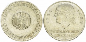 Weimarer Republik, AR 5 Reichsmark 1929 J, Lessing 

Deutschland, Weimarer Republik . AR 5 Reichsmark 1929 J (25.02 g). Gotthold Ephraim Lessing.
A...