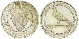 Weimarer Republik, AR 3 Reichsmark 1929 A 

Deutschland, Weimarer Republik . AR 3 Reichsmark 1930 A (30 mm, 15.02 g).
 AKS 88.

 Vorzüglich.
