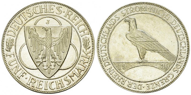 Weimarer Republik, AR 5 Reichsmark 1930 J, Rheinlande 

Deutschland, Weimarer ...