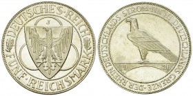 Weimarer Republik, AR 5 Reichsmark 1930 J, Rheinlande 

Deutschland, Weimarer Republik . AR 5 Reichsmark 1930 J (24.93 g). Rheinlande.
AKS 67.

V...