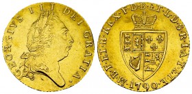 George III AV 1/2 Guinea 1790 

Great Britain. George III (1760-1820). AV 1/2 Guinea 1790 (21 mm, 4.18 g).
S. 3735; KM 608.

Extremely fine.