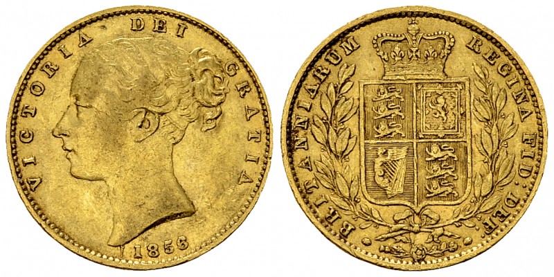 Victoria AV Sovereign 1856, GRΛTIΛ and die break 

Great Britain. Victoria (18...
