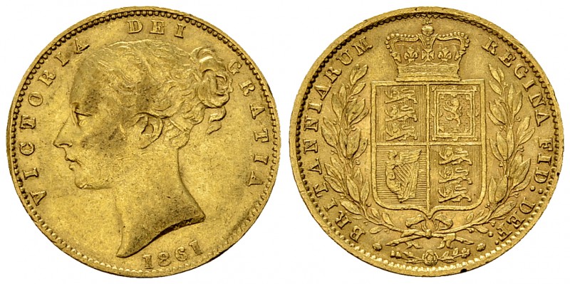 Victoria AV Sovereign 1861, T over V 

Great Britain. Victoria (1837-1901). AV...