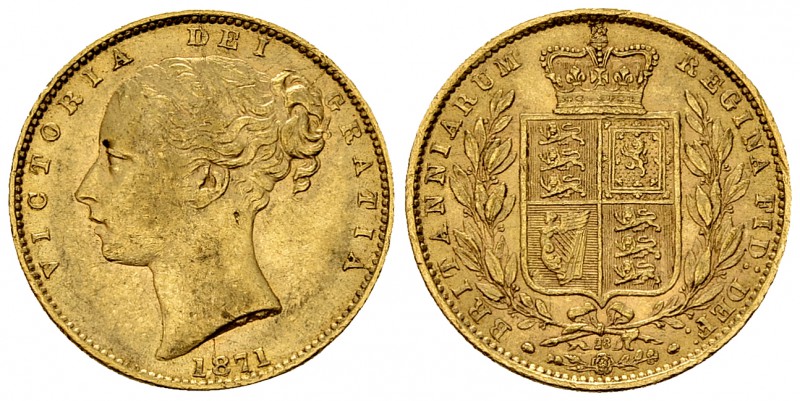 Victoria AV Sovereign 1871, die break 

Great Britain. Victoria (1837-1901). A...