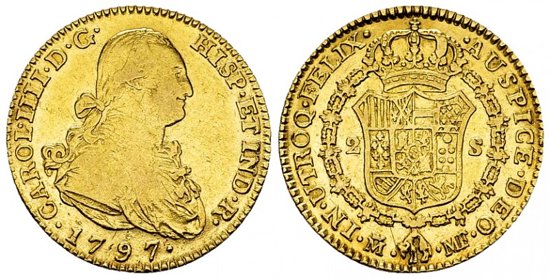 Carlos IV AV 2 Escudos 1797, Madrid 

Spain. Carlos IV (1788-1808). AV 2 Escud...