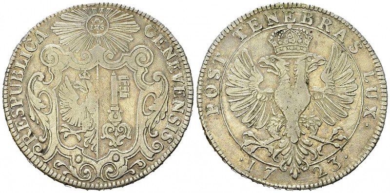 Genf, AR Taler 1723 

Schweiz. Genf, Stadt. AR Taler 1723 (40-41 mm, 26.92 g)....