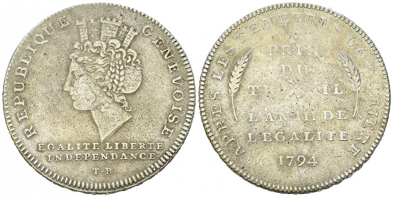 Genf, AR Taler 1794 

Schweiz. Genf, Stadt. AR Taler (Genevoise zu 10 décimes)...