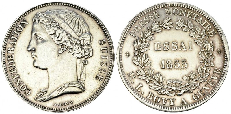 Schweiz, AR Essai des 5 Franken 1855 

 Schweiz, Eidgenossenschaft. AR Essai d...