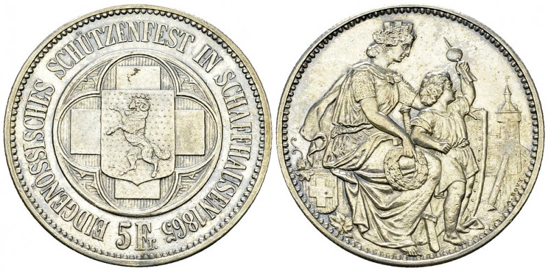 Schaffhausen, AR 5 Franken 1865, Eidg. Schützenfest 

 Schweiz, Eidgenossensch...