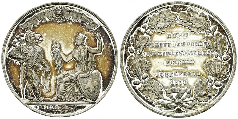 Bern, WM Medaille 1853 

Schweiz, Eidgenossenschaft. Bern . Weissmetall-Medail...