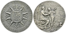 Genf, AR Medaille 1896 

Schweiz. Genf , Kanton. AR Medaille 1896 (40 mm, 29.43 g). Exposition Nationale Suisse. Von G. Hantz.

Kleiner Randfehler...