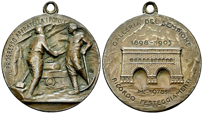 Schweiz/Italien, AE Medaille 1905, Simplon 

 Schweiz/Italien . AE Medaille 19...