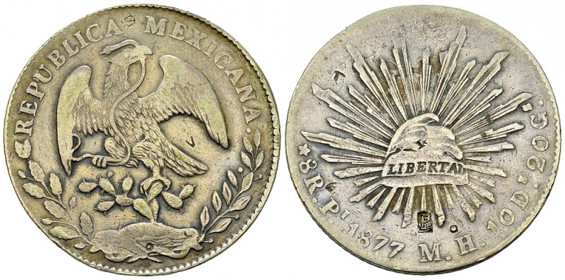 Mexico AR 8 Reales 1877, San Luis Potosi, Chinese countermarks 

 Mexico , Rep...