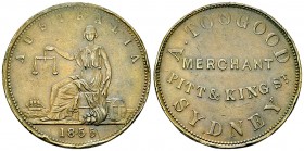 Sydney Penny Token 1855 

Australia, Sydney . Penny Token 1855 (35 mm, 15.60 g).
KM Tn256.

Nicks on edge, ohterwise, good very fine.