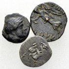 Lot of 3 Greek AR and AE coins 

Lot of 3 (three) Greek AR and AE coins.

Very fine. (3)

Lot sold as is, no returns.