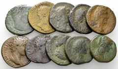 Lot of 10 Roman imperial middle bronzes 

Lot of 10 (ten) Roman Imperial middle bronzes, 2nd century AD: Hadrianus (3), Antoninus Pius (2), Marcus A...
