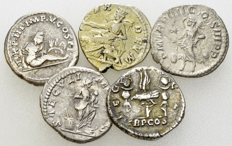 Lot of 5 Severan AR denarii 

Lot of 5 (five) Severan AR denarii: Septimius Se...