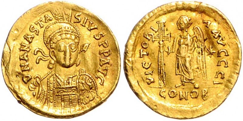 Byzanz Anastasius 491-518 Solidus Konstantinopel (491-498) D N ANASTASIVS P P AV...
