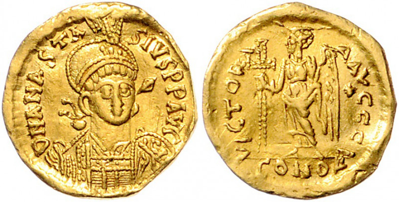 Byzanz Anastasius 491-518 Solidus Konstantinopel (491-498) D N ANASTASIVS P P AV...