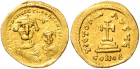 Byzanz Heraclius 610-641 Solidus Konstantinopel (616-625) dd NN hERACLIVS ET hERA CONST PP A[VG] Büsten von Heraclius und Heraclius Constantinus mit K...