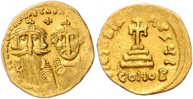 Byzanz Heraclius 610-641 Solidus Konstantinopel (629-631) dd NN hERACLIVS ET hERA CONST PP A Büsten von Heraclius und Heraclius Constantinus mit Kreuz...