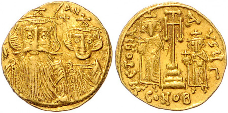 Byzanz Constans II. 641-668 Solidus Konstantinopel (661-663) [DN] AN Büsten von ...