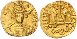 Byzanz Constantin IV. Pogonatus 668-685 Solidus Konstantinopel (674-681) DNC A NYSP Geharnischte Büste mit Helm und Speer / VICTO [R] IA _ Kruckenkreu...
