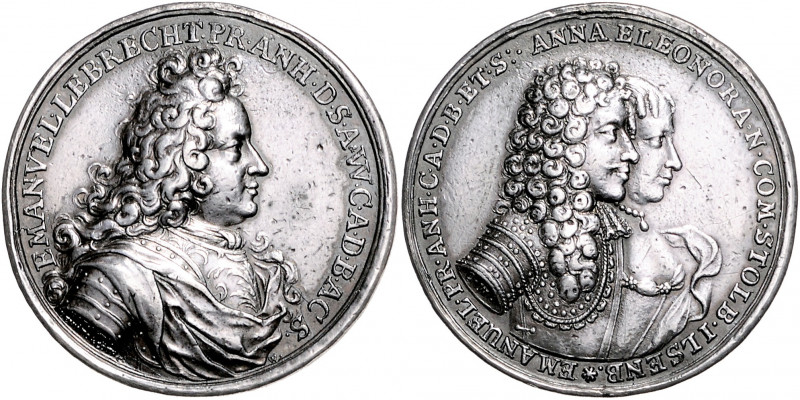 Anhalt - Köthen Leopold 1704-1728 Silbermedaille 1704 (v. Wermuth) auf den Tod s...