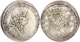 Anhalt - Zerbst Carl Wilhelm 1667-1718 2/3 Taler 1679 Mzm. Christoph Pflug Dav. 202. Mann 253h. 
winz.Sf., just. ss