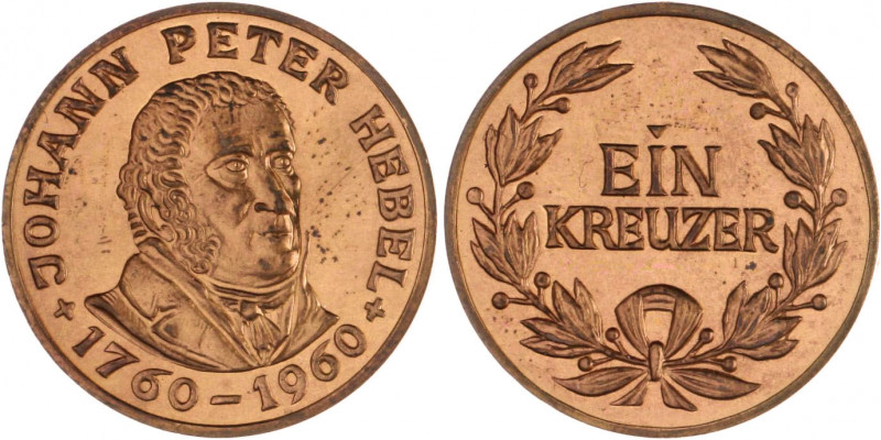 Baden Prägungen 1 Kreuzer 1960 'Hebbel-Kreuzer' 
zap. st-