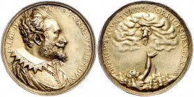 Bayern Maximilian I. 1598-1623 Vergoldete Silbermedaille o.J. (wohl 1618, von A. Abondio, unsigniert) auf seinen Bruder Albert VI. Hauser 31. Habich 3...