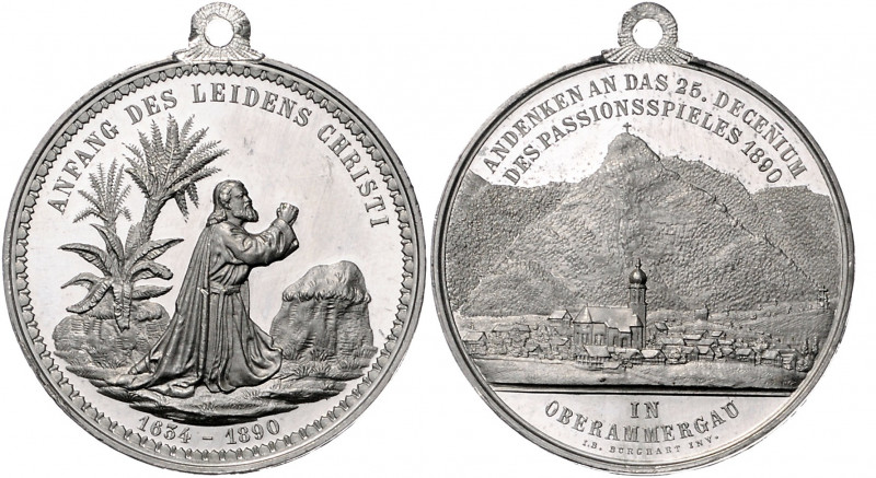 Bayern Prinzregent Luitpold 1886-1912 Zinnmedaille 1890 (v. Burghart) auf 250 Ja...