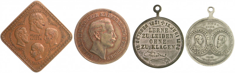 Brandenburg in den Marken - Preussen Wilhelm II. 1888-1918 Lot von 4 Stücken: Br...