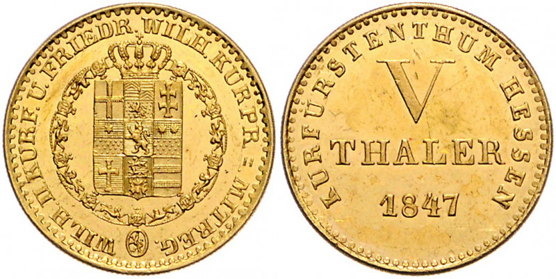 Hessen - Kassel Wilhelm II.und Mitregent Fried.Wilh. 1831-1847 5 Taler 1847 Kass...