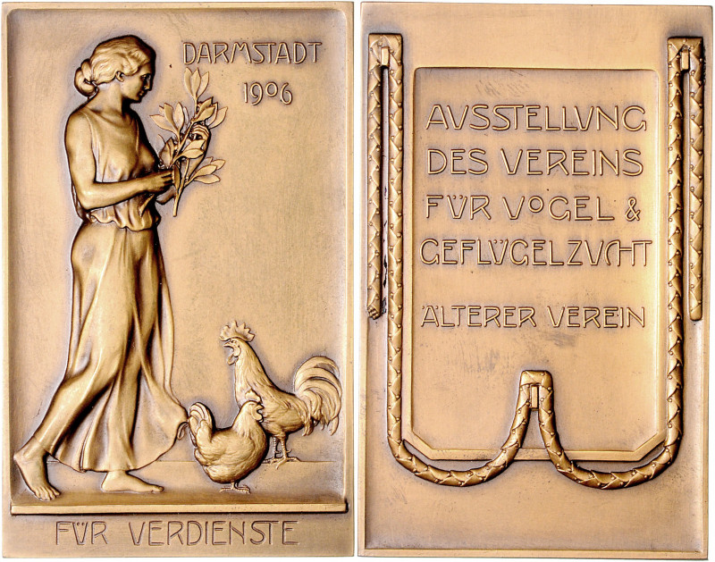 Hessen - Darmstadt Ernst Ludwig 1892-1918 Bronzeplakette 1906 (v. M.&W.) Für Ver...