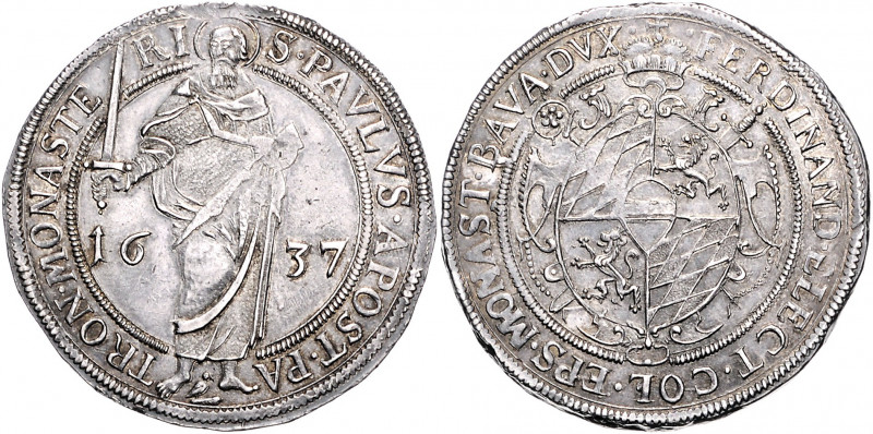 Münster - Bistum Ferdinand I. Herzog v. Bayern 1612-1650 Reichstaler 1637 Münste...