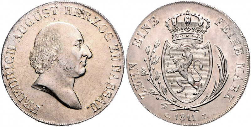 Nassau Friedrich August 1803-1816 Konventionstaler 1811 C.-T. Variante: Punkt na...
