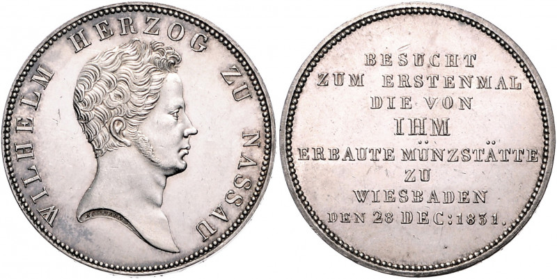 Nassau Wilhelm 1816-1839 Kronentaler 1831 Besuch der Münzstätte Wiesbaden Kahnt ...