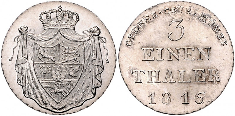 Oldenburg Peter Friedrich Wilhelm 1785-1823 1/3 Taler 1816 AKS 1. Jg. 34. 
Prac...