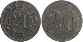 Notgeld Anhalt Klepzig 20 Pfennig o.J. Wertmarke der Zuckerfabrik A. & W. Allendorf, Zn, mit Stempelfehler 'ALLENDRFF' Menzel 13263 .3. 
 vz