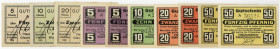 Notgeld Mitteldeutsche Städte u. Provinzen Haidemühl Lot von 10 Scheinen der Haidemühler Glashüttenwerke G.m.b.H., gültig bis 31. Dezember 1920, 5, 10...