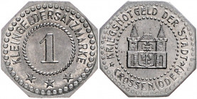 Notgeld Preussen - Brandenburg Crossen (Krosno Odrzonskie) 1 Pfennig o.J. Kleingeldersatzmarke der Stadt, Fe, 8-eckig Funck 85.1. Menzel 4756. 1. 
 s...