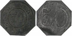 Notgeld Preussen - Brandenburg Spandau 50 Pfennig o.J. Wertmarke, Zn, 8-eckig der Zigarrenhandlung Emil Neye Menzel 23736 .1. 
 vz
