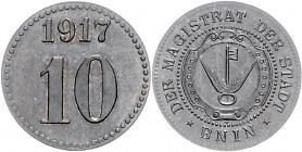 Notgeld Preussen - Posen Bnin (Kórnik) 10 Pfennig 1917 Magistrat der Stadt, Zn Funck 48.2 Ab. Menzel 2987. 2. 
 st