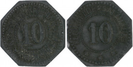 Notgeld Rheinprovinz Kripp 10 Pfennig o.J. Kleingeldersatzmarke der Kripper Lederfabrik GmbH, Zn, 8-eckig Menzel 13904 .2. 
 ss-vz