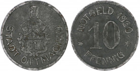 Notgeld Schlesien Ottmachau (Otmuchów) 10 Pfennig 1920 Notgeld der Stadt, Fe Funck 416.1. Menzel 20098 .1. 
 vz