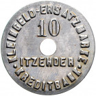 Notgeld Schleswig-Holstein Itzehoe 10 Pfennig 1920 Kleingeldersatzmarke der Kreditbank, Fe, Hohlprägung, gelocht Funck 230.2. Menzel 12337 .2. 
 vz